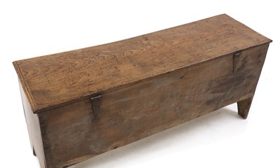 Lot 290 - An oak and elm six plank coffer