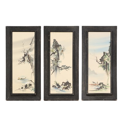 Lot 318 - A group of three Chinese gouache paintings