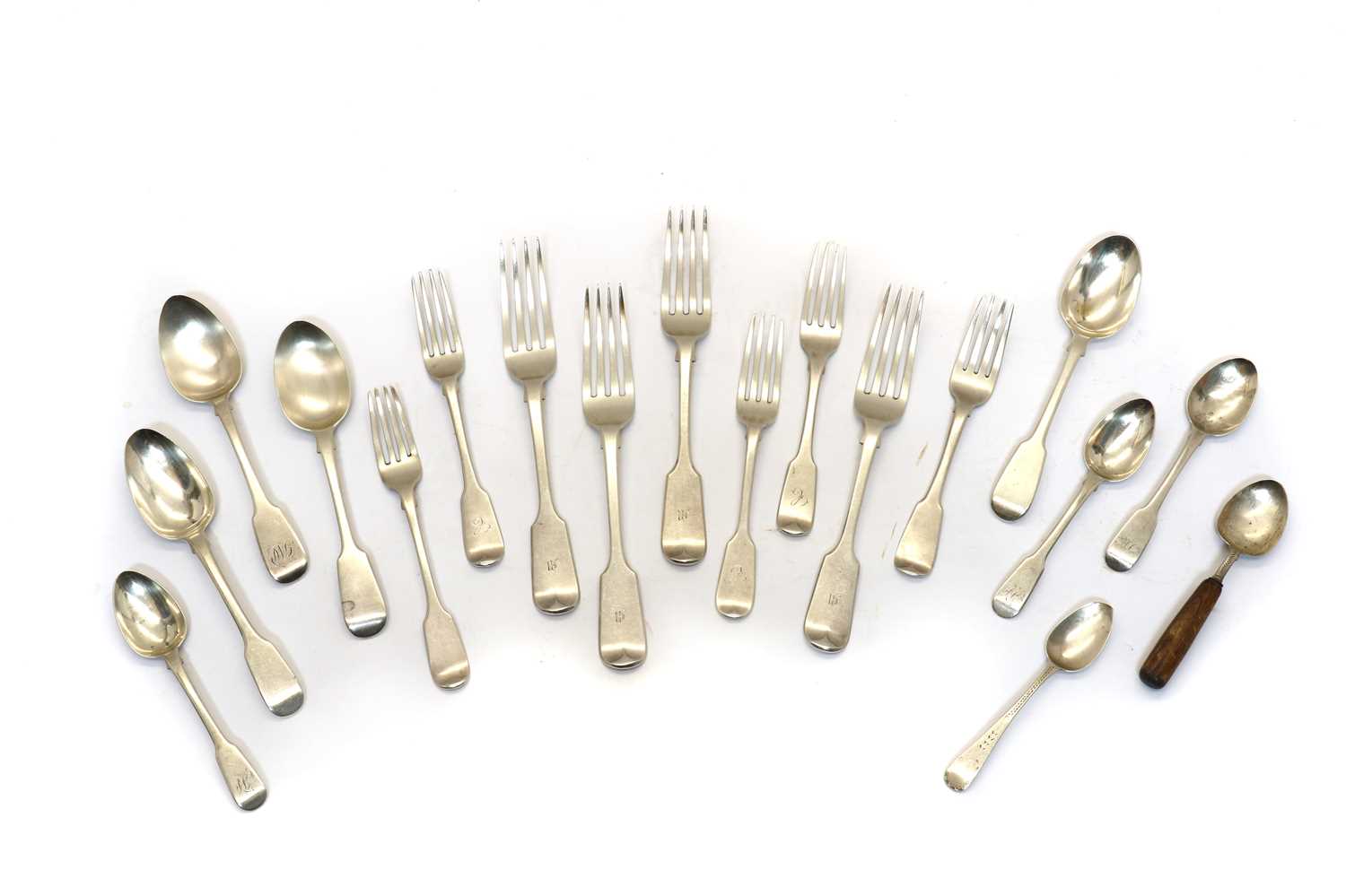 Lot 20 - A collection of George III and later silver flatware