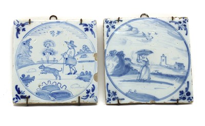 Lot 81 - A pair of Delft pottery tiles