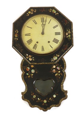 Lot 539 - A Victorian black lacquered and papier-mâché wall clock