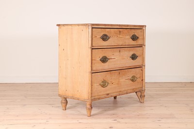 Lot 602 - A Victorian stripped pine three-drawer chest