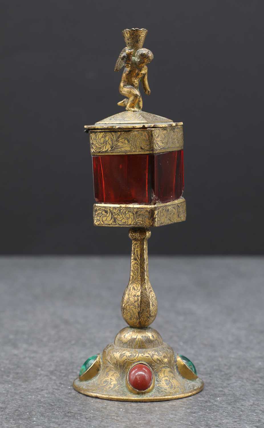 Lot 2 - A brass monstrance reliquary
