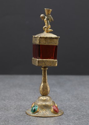 Lot 2 - A brass monstrance reliquary