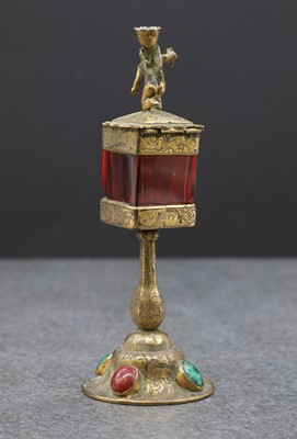 Lot 2 - A brass monstrance reliquary