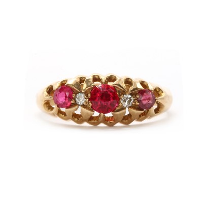 Lot 13 - An 18ct gold synthetic ruby and diamond ring