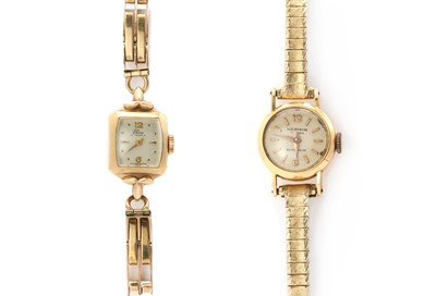 Lot 330 - A ladies' 9ct gold Elco mechanical bracelet watch