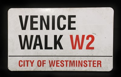 Lot 318 - A City of Westminster enamel sign 'Venice Walk W2'