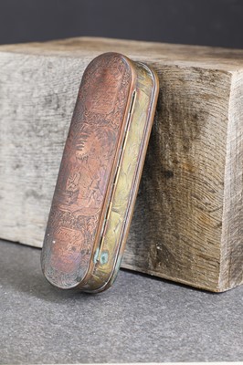 Lot 16 - A copper and brass tobacco box