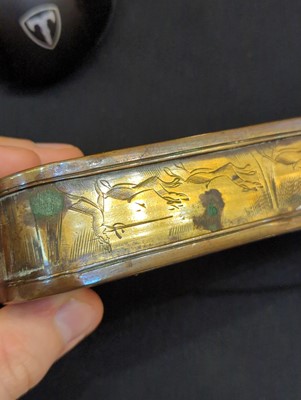 Lot 16 - A copper and brass tobacco box