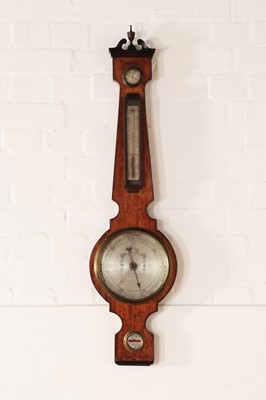 Lot 447 - A George III-style painted satinwood wheel barometer