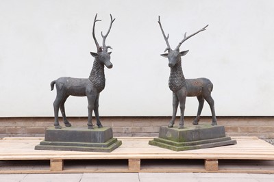 Lot 512 - A pair of metal deer in the Chinese-style