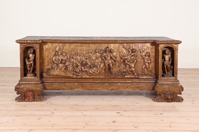 Lot 495 - A Renaissance-style giltwood cassone