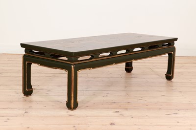 Lot 32 - A Chinese-style green-lacquered coffee table in the manner of Mallet & Sons