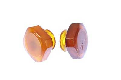 Lot 43 - Two Prussian amber scent bottles