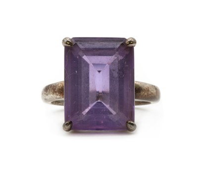 Lot 37 - A silver single stone amethyst ring, by Tiffany & Co.