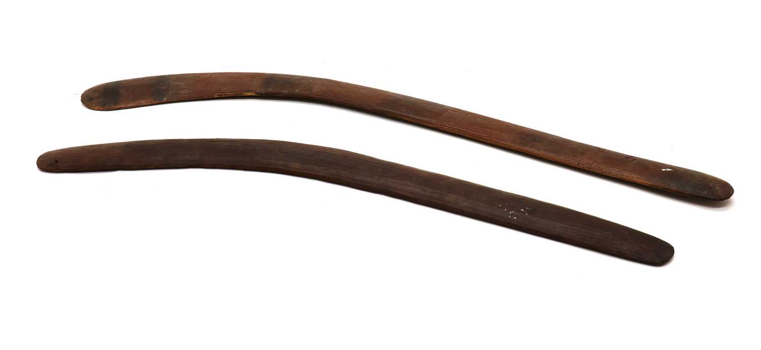 Lot 237 Two Australian aboriginal hunting boomerangs,
