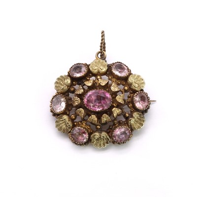 Lot 1 - A Regency gold foiled topaz memorial brooch pendant