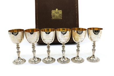 Lot 51 - A set of six commemorative silver goblets