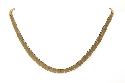 Lot 154 - A 9ct gold brick link necklace, c.1970