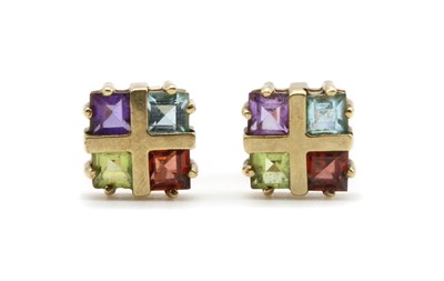 Lot 219 - A pair of 9ct gold gem set earrings
