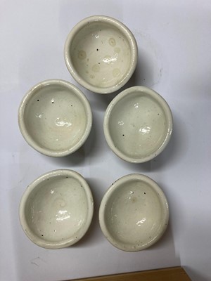 Lot 105 - A collection of five Japanese white-glazed stem bowls