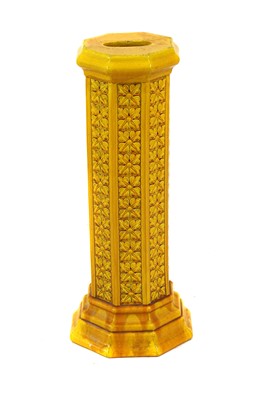 Lot 242 - A Burmantofts yellow glazed pottery pedestal