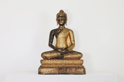 Lot 25 - A gilt and lacquered bronze Rattanakosin Buddha