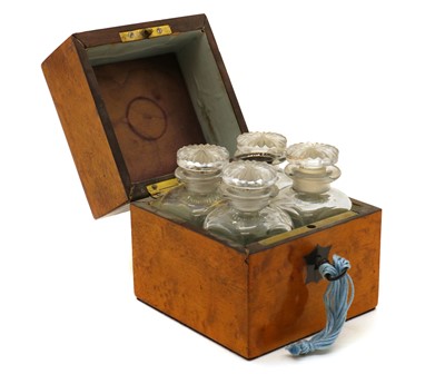 Lot 205 - A Victorian bird's eye maple miniature scent bottle box