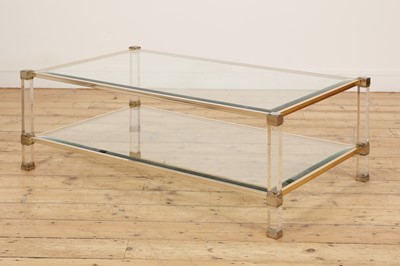 Lot 471 - A Pierre Vandel Lucite and glass two-tier coffee table