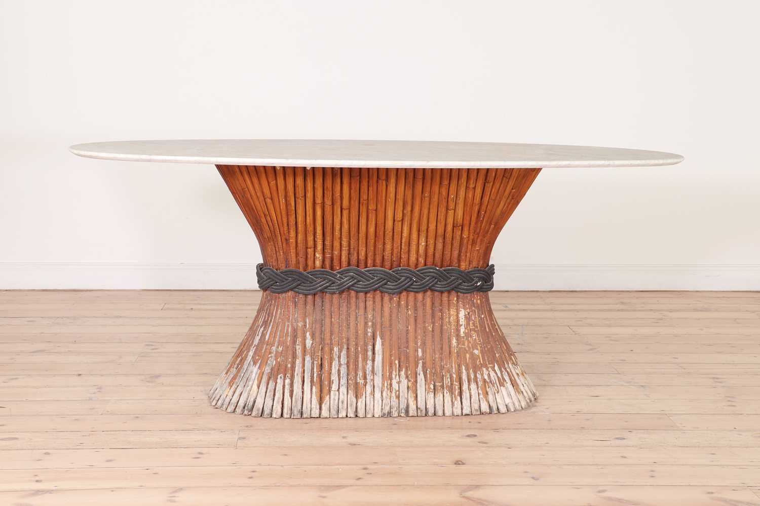 Lot 86 - A painted wooden wheatsheaf centre table