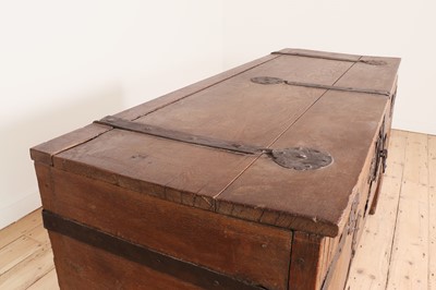Lot 173 - large oak and iron-bound chest or 'Stollentruhe'