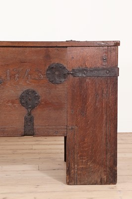 Lot 173 - large oak and iron-bound chest or 'Stollentruhe'