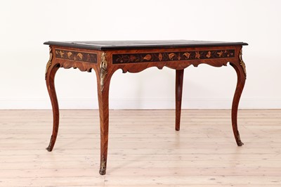 Lot 64 - A marquetry, rosewood and ebonised bureau plat