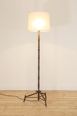 Lot 496 - A French gilt-bronze faux bamboo floor lamp