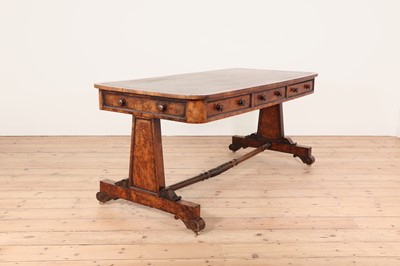 Lot 16 - A George IV rosewood and burr yew library table