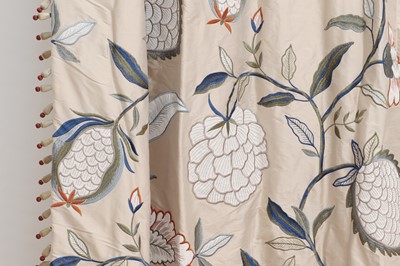 Lot 58 - Two pairs of silk and linen curtains in Zoffany 'Pomegranate Tree' fabric