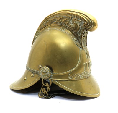 Lot 174 - A Merryweather pattern brass fireman's helmet