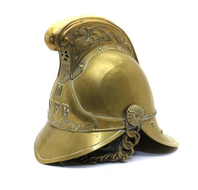 Lot 174 - A Merryweather pattern brass fireman's helmet