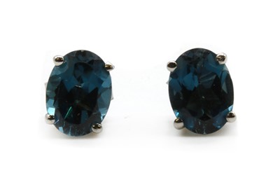 Lot 283 - A pair of silver blue topaz stud earrings