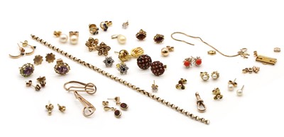 Lot 406 - A collection of gold stud earrings
