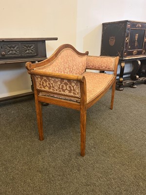 Lot 95 - An Edwardian strung and inlaid satinwood window seat