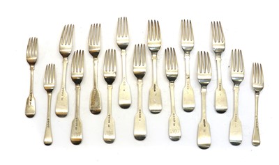 Lot 28 - A collection of silver Fiddle pattern forks