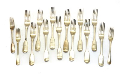 Lot 28 - A collection of silver Fiddle pattern forks