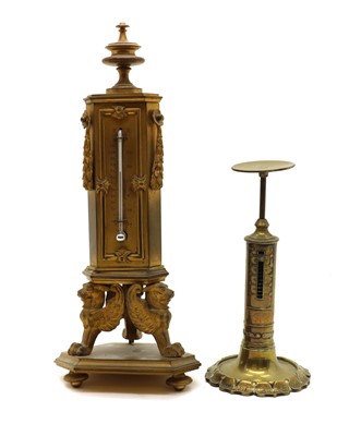 Lot 299 - A gilt bronze desk top thermometer