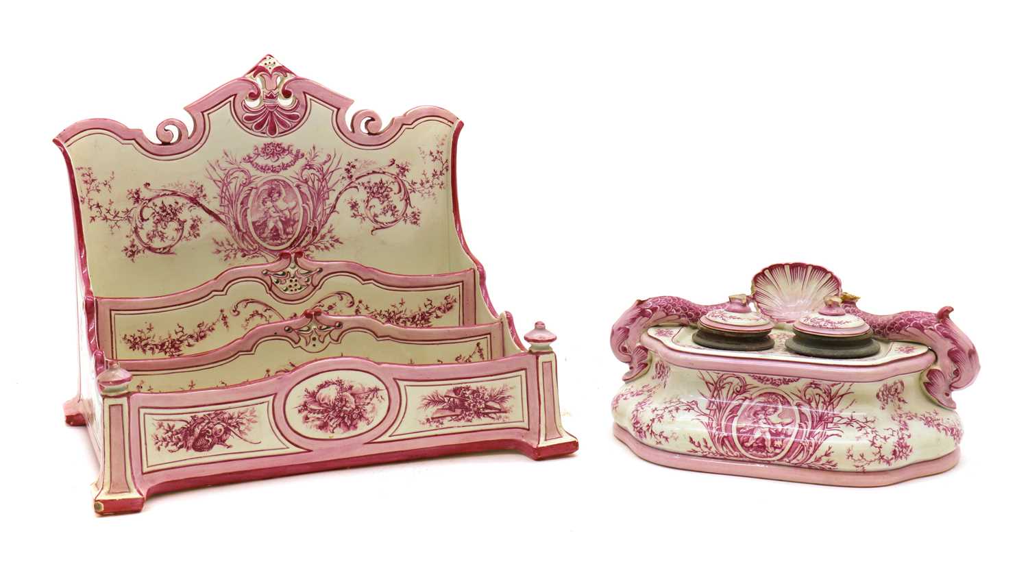 Lot 172 - A Faïencerie de Gien pottery letter rack,