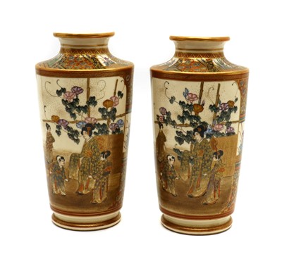 Lot 139 - A pair of Japanese Satsuma ware vases
