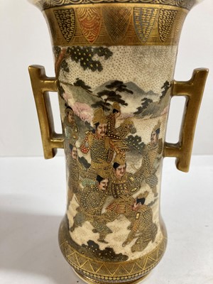 Lot 142 - A pair of Japanese Satsuma ware vases