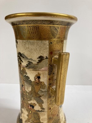 Lot 142 - A pair of Japanese Satsuma ware vases
