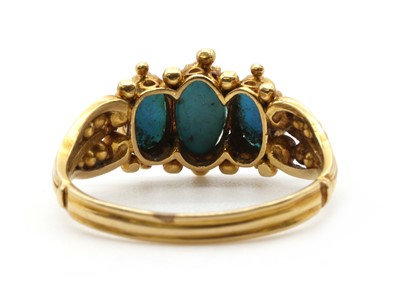 Lot 1 - A Regency gold three stone turquoise ring